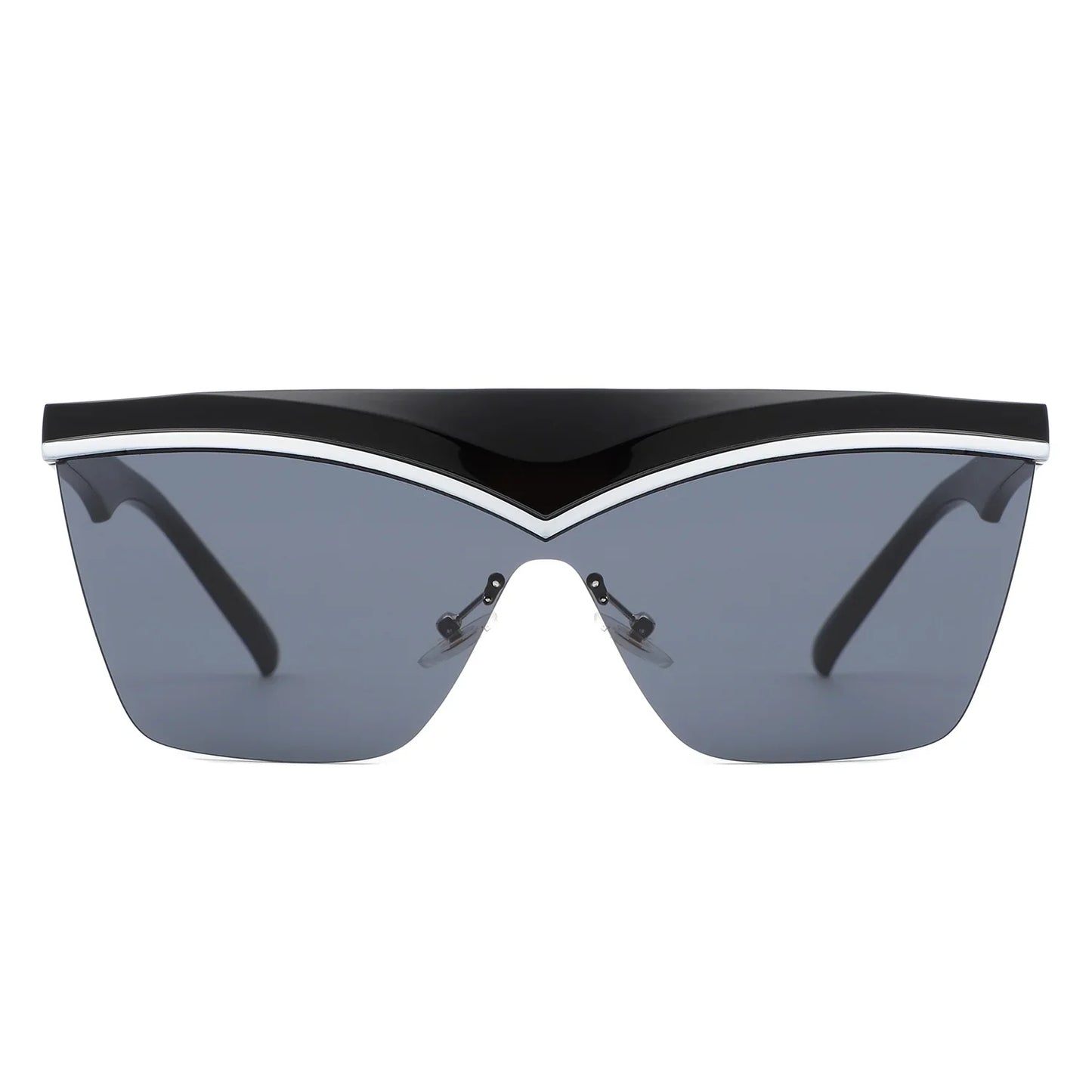 Lythia - Semi-Rimless Fashion Flat Top Sunglasses-1