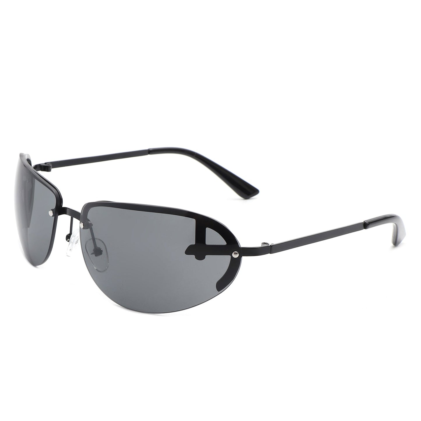 Oceandew - Retro Rimless Oval Tinted Round Sunglasses-3