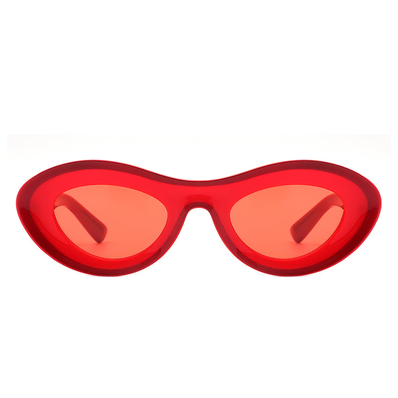 Alba - Oval Retro Round Tinted Fashion Sunglasses
