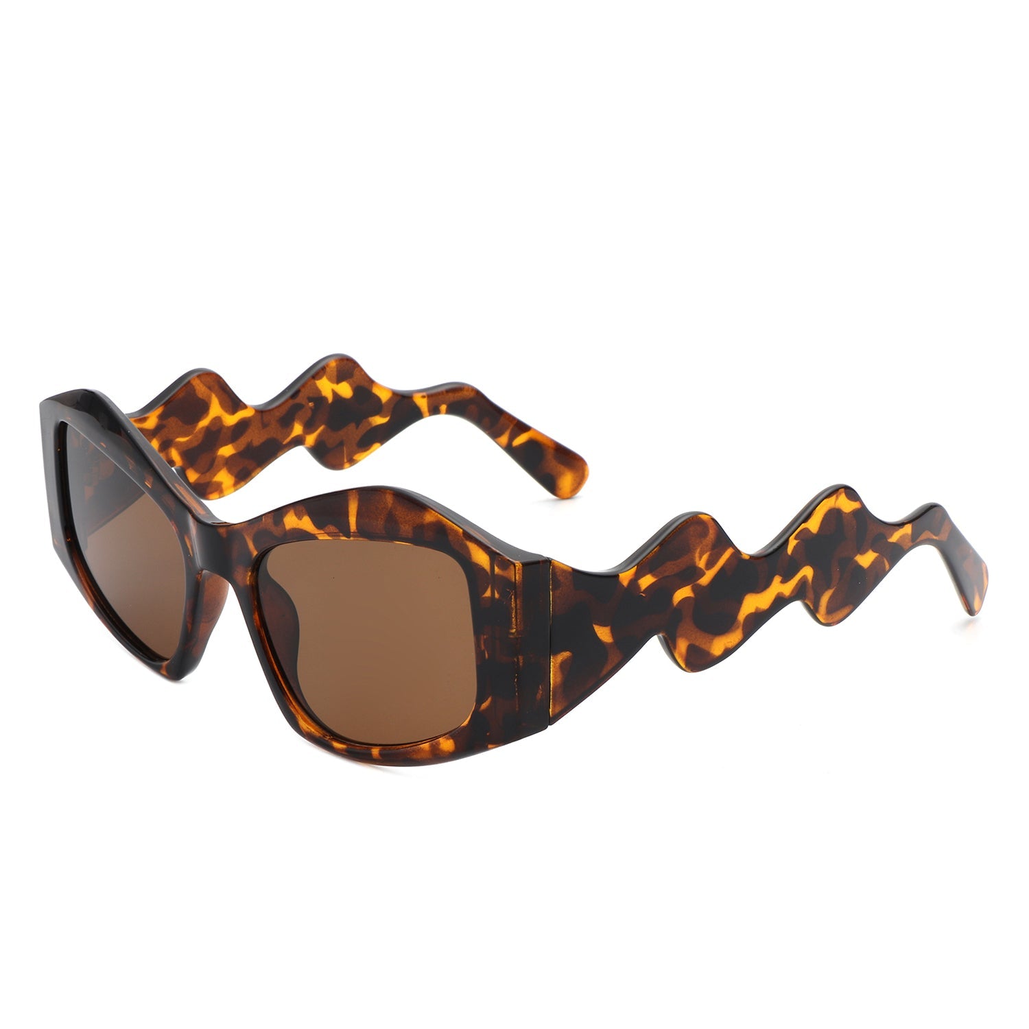 Shimmerz - Oversized Square Irregular Wavy Temple Sunglasses-2