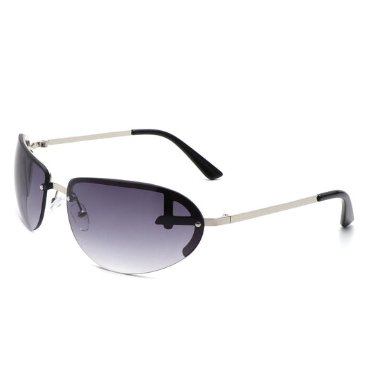 Oceandew - Retro Rimless Oval Tinted Round Sunglasses-0