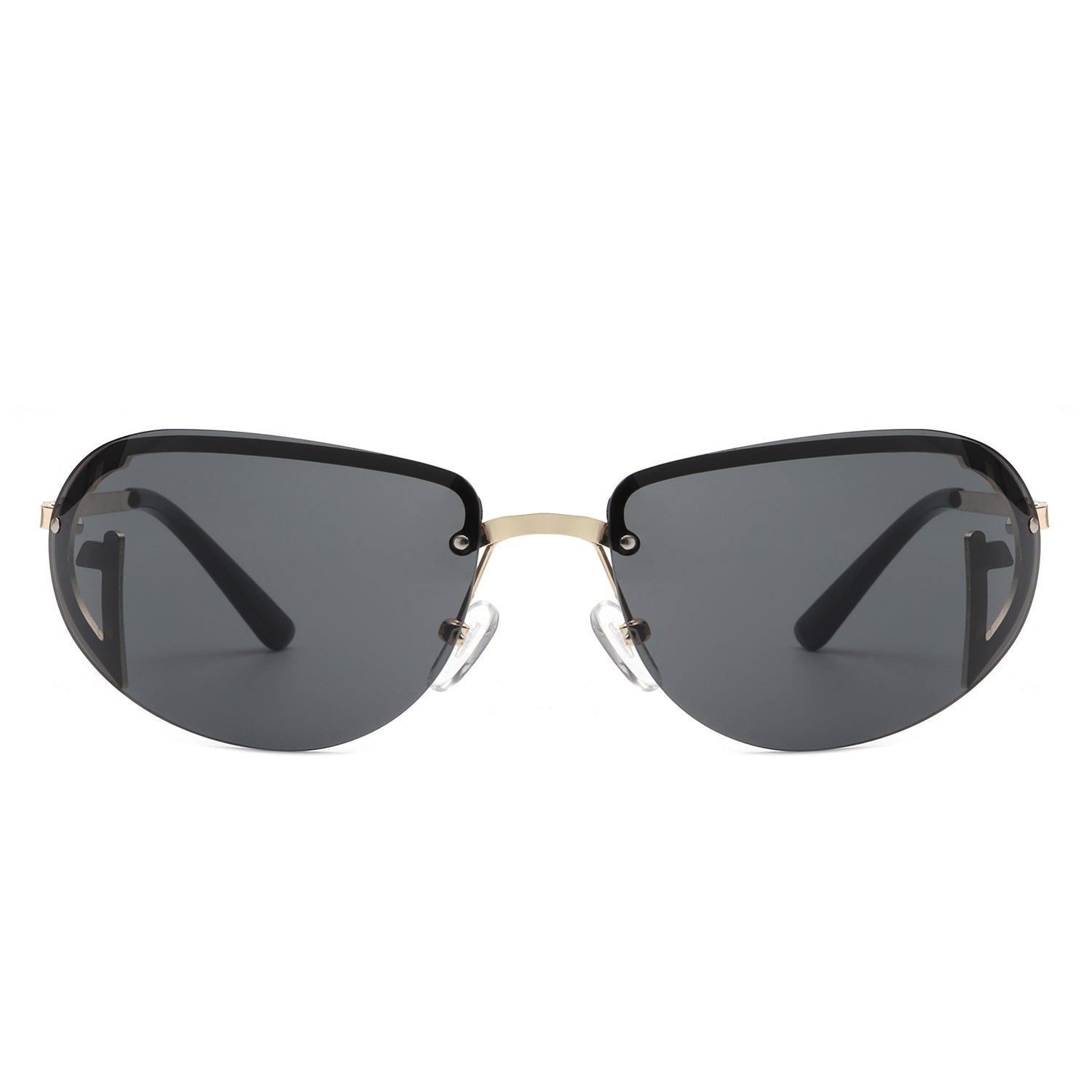 Oceandew - Retro Rimless Oval Tinted Round Sunglasses-4