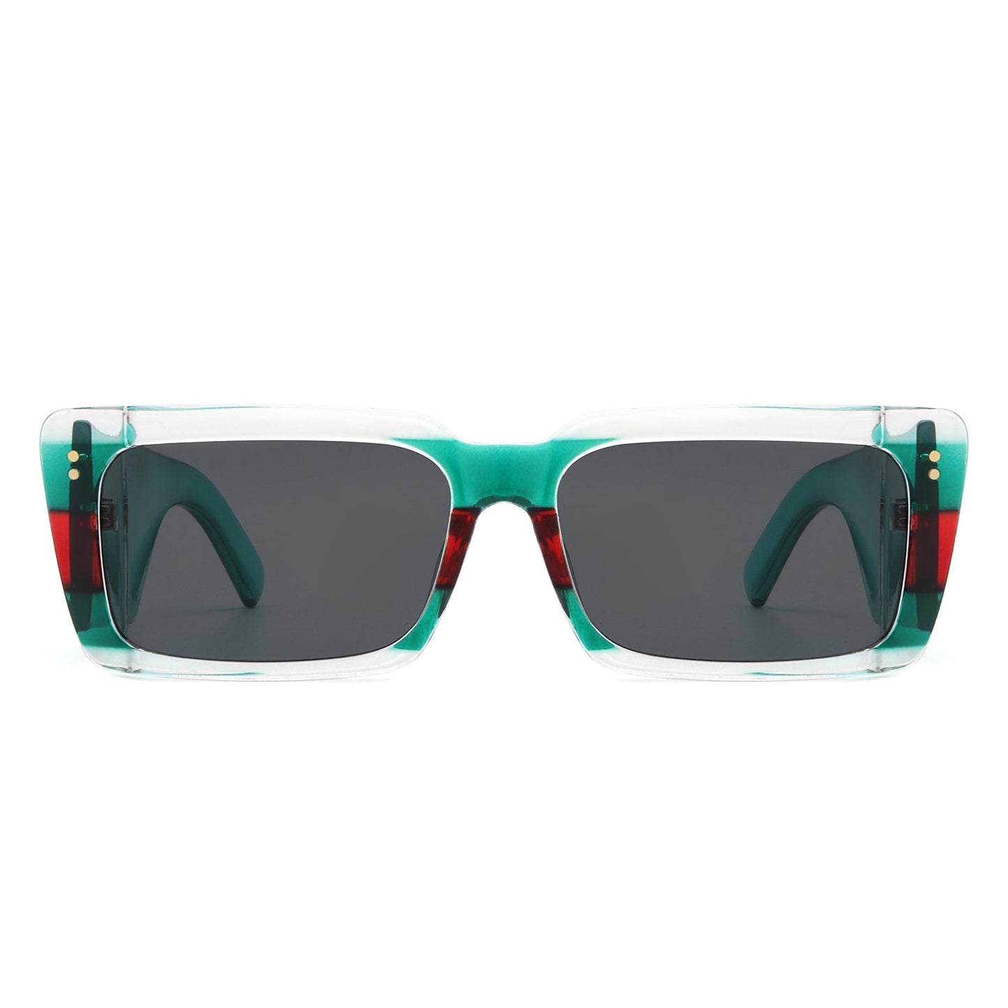 Yoplines - Retro Rectangle Square Flat Top Tinted Sunglasses