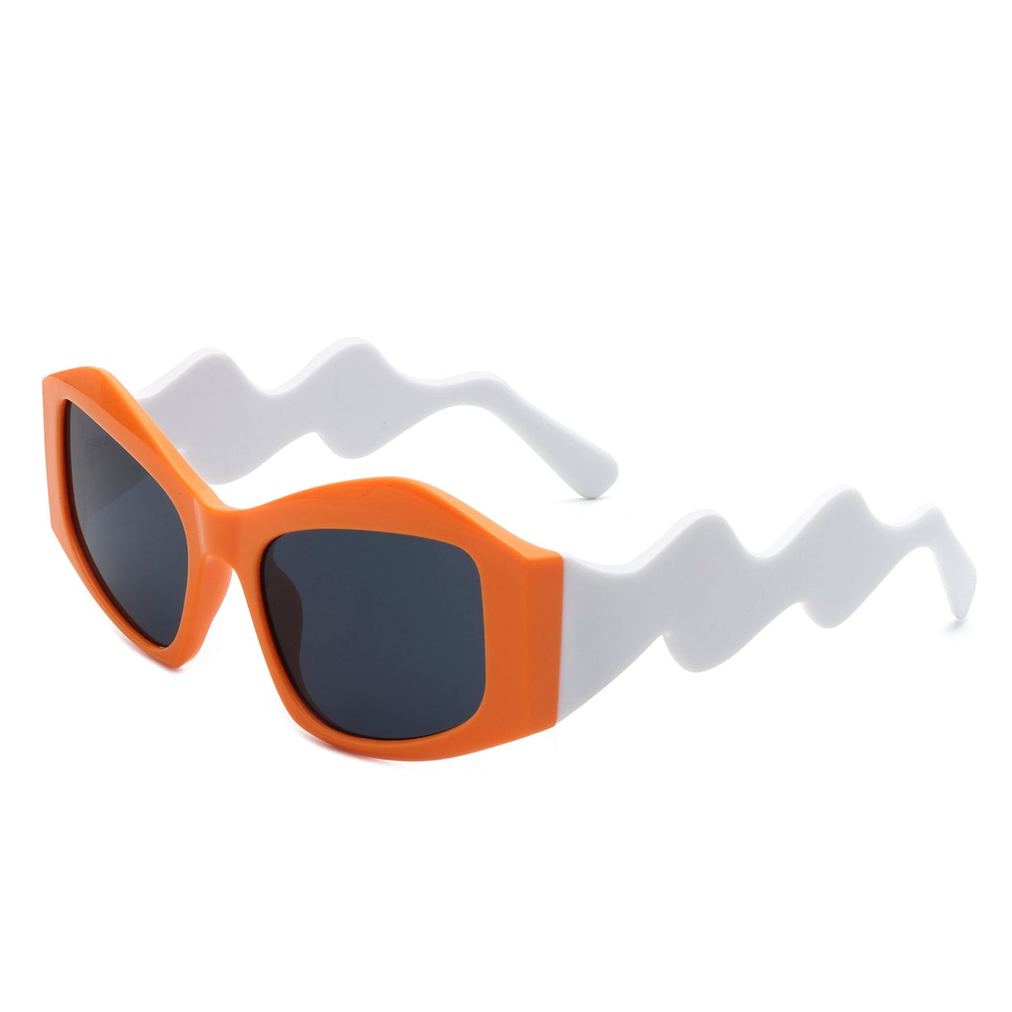 Shimmerz - Oversized Square Irregular Wavy Temple Sunglasses-6