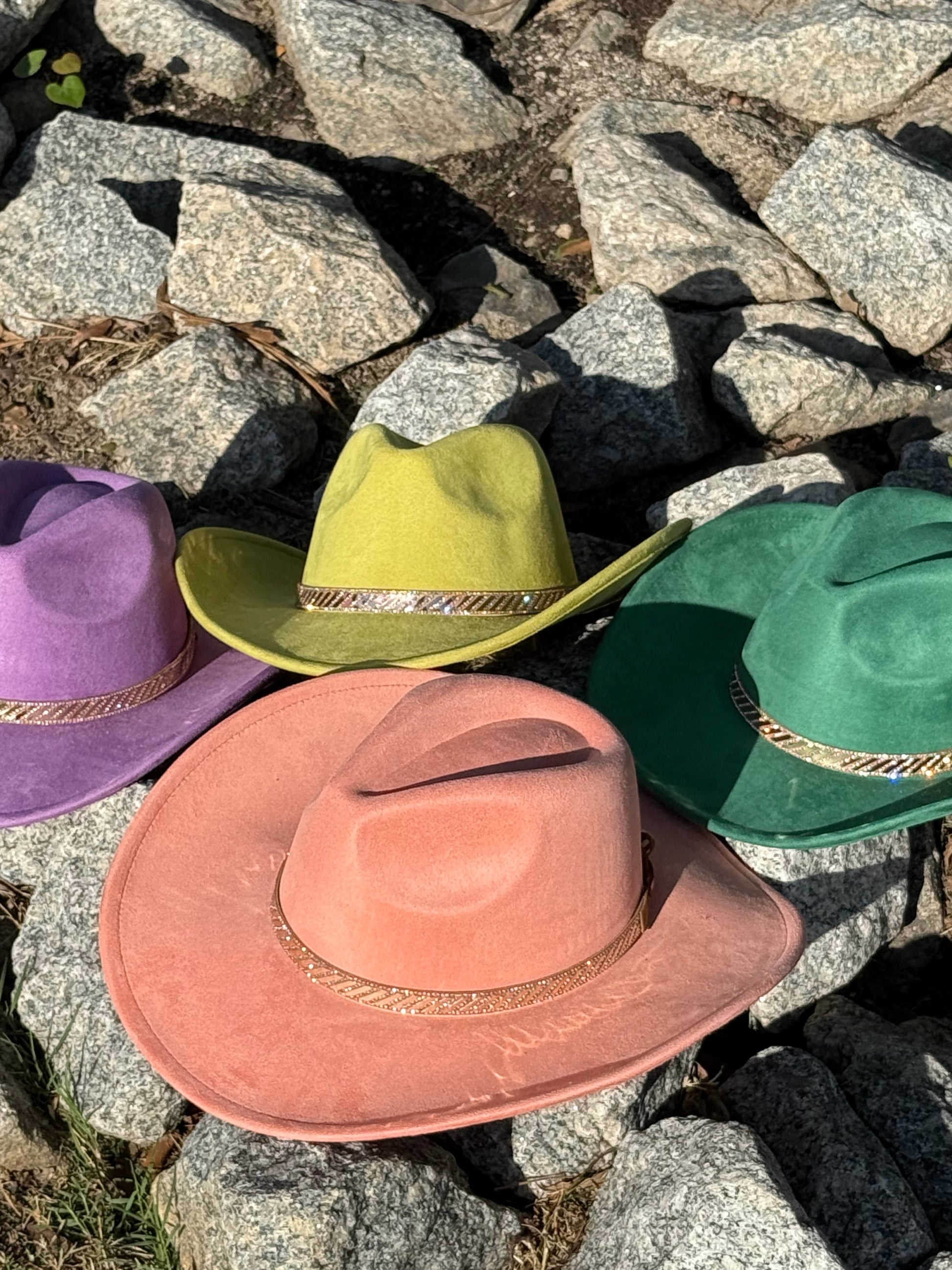 Vegan Suede Cowboy Hat, Hat with Rosegold Accessory, Hat for Burning, Cowboy Hat, Rancher Hat, Hat for customization-2