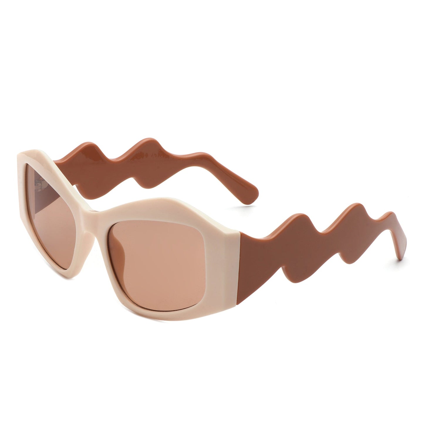 Shimmerz - Oversized Square Irregular Wavy Temple Sunglasses-7