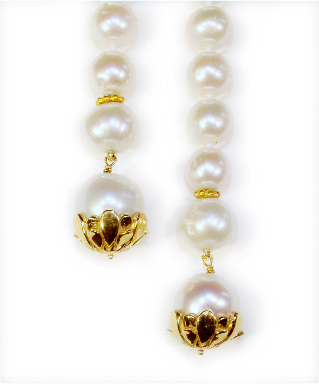 Pearl Lariat-Flower tips in sterling silver or gold plate-2