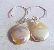 Coin Pearl Drop Earrings- White