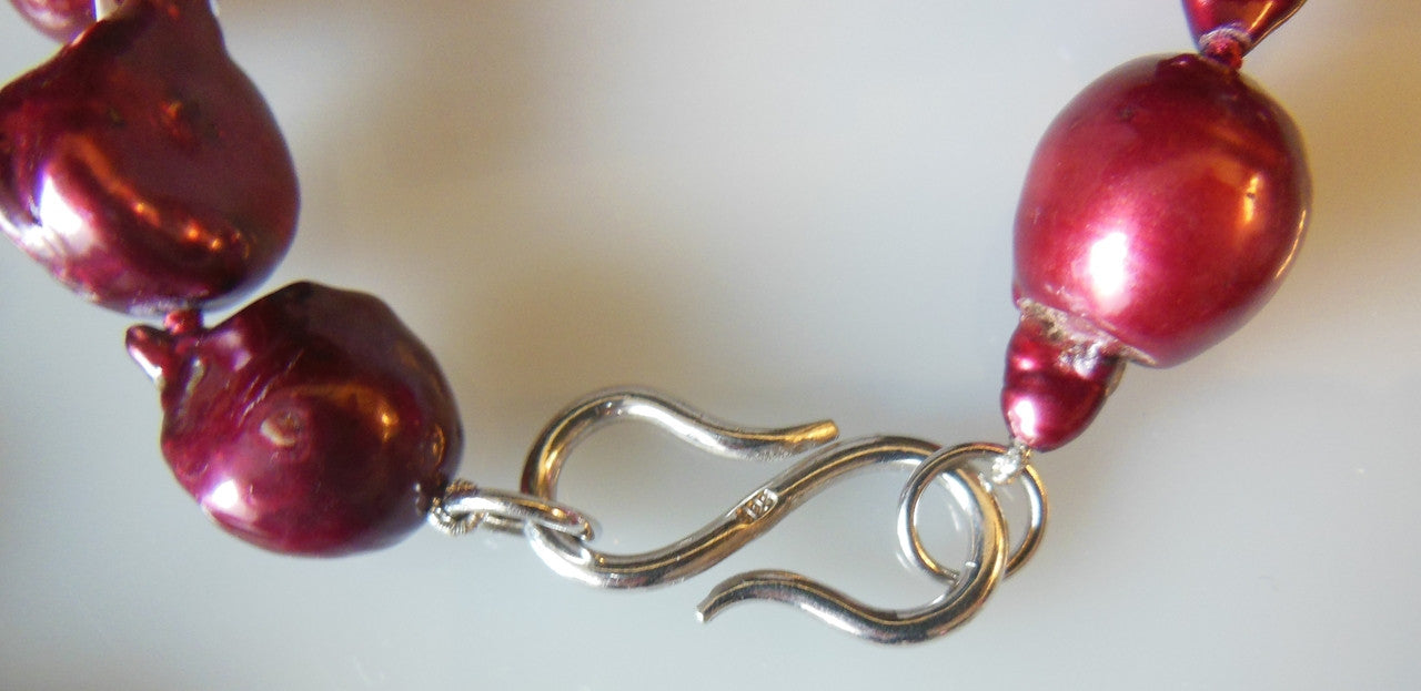 Baroque pearl necklace- Cranberry-2