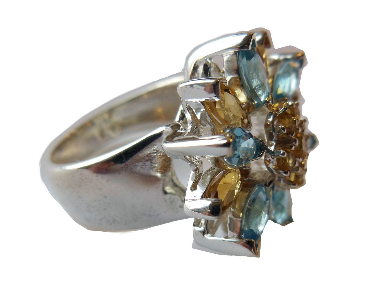 Colorful Daisy Ring-Sterling Silver & Semi-Precious Gemstones (any stone available)-3