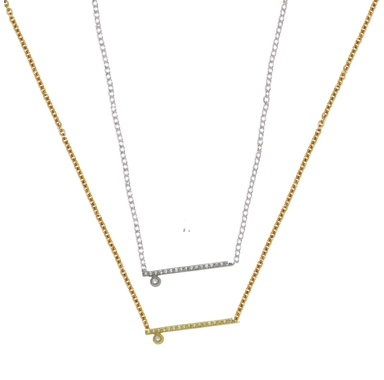 Dot & Line- 14K gold earrings with one diamond dot, and inspirational messages-12