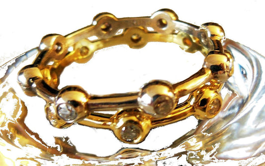 Straight Stacking Ring- 14K gold with diamonds