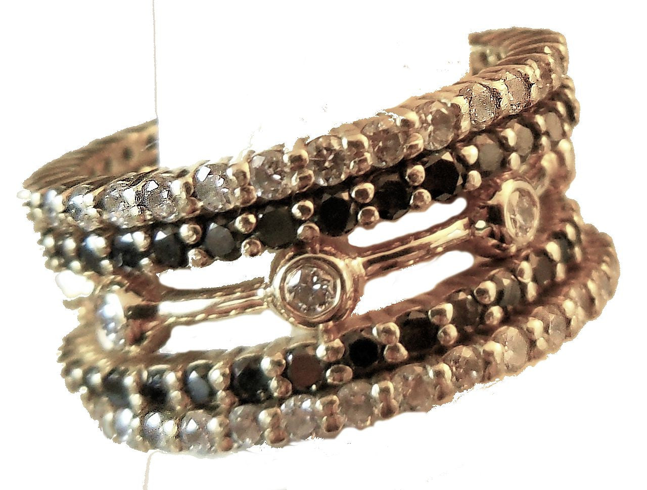 Straight Stacking Ring- 14K gold with diamonds
