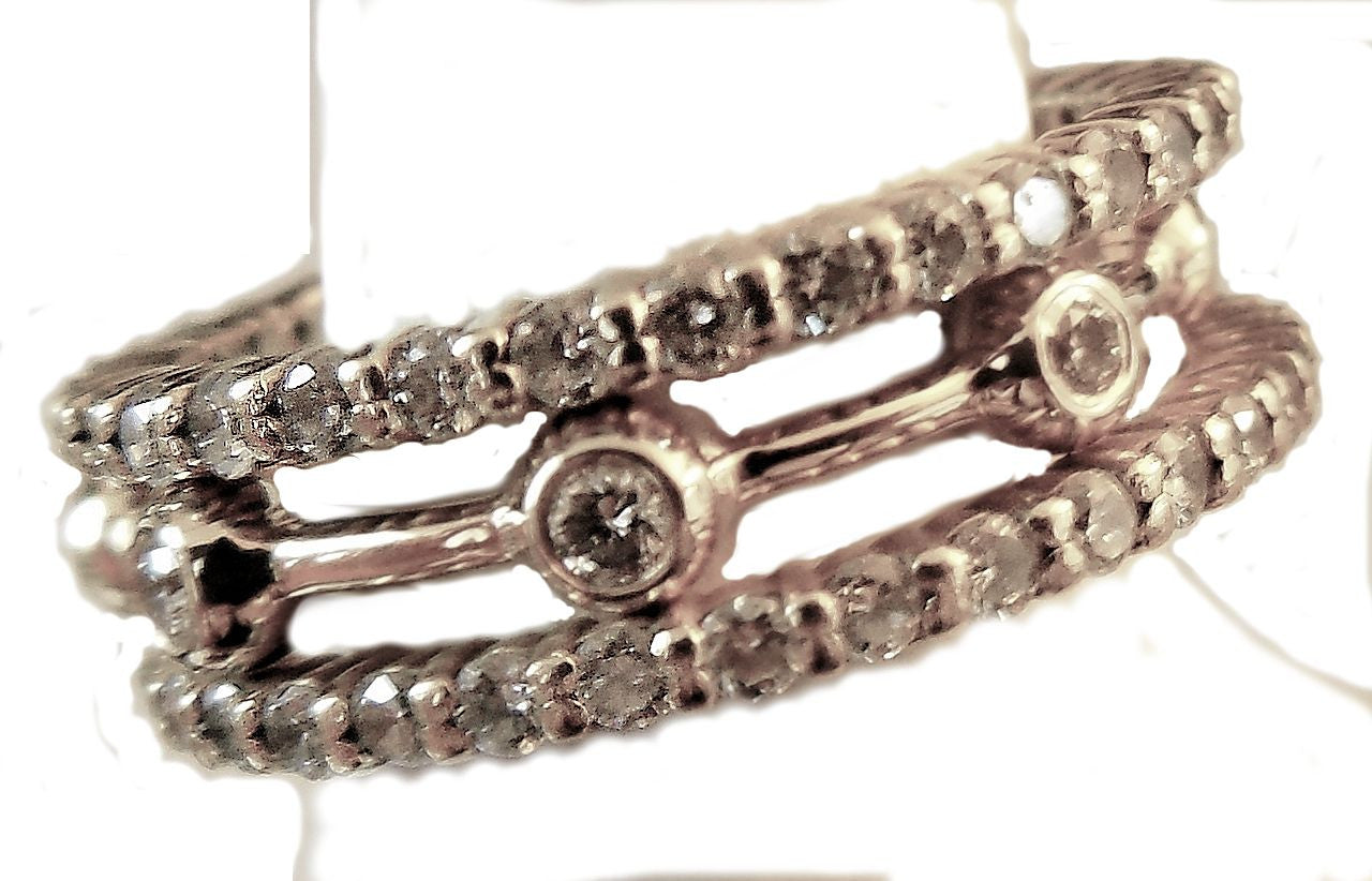 Straight Stacking Ring- 14K gold with diamonds