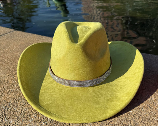 Vegan Suede Cowboy Hat, Hat with diamon Accessory, Hat for Burning, Cowboy Hat, Rancher Hat, Hat for customization-0