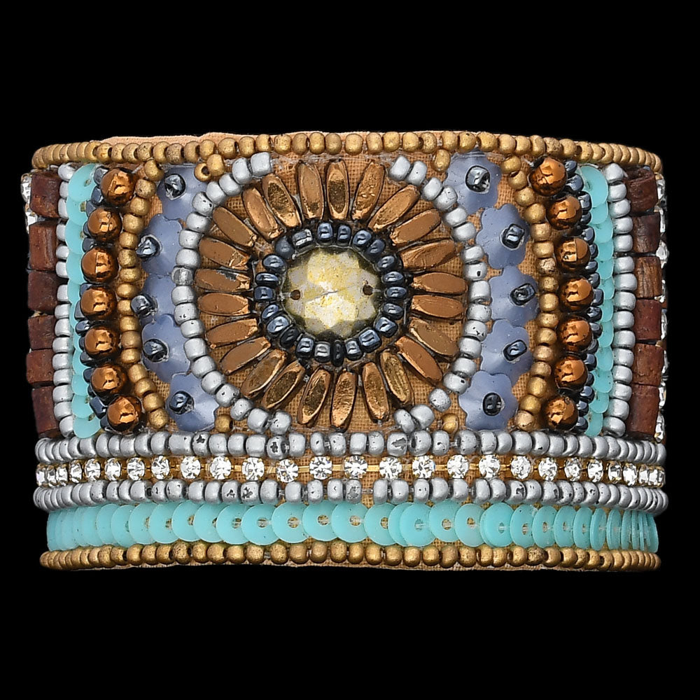 Colorful Bohemian Boho Seed Bead Loom Bracelet, Ethnic Large Cuff Bracelets For Women FBR1010