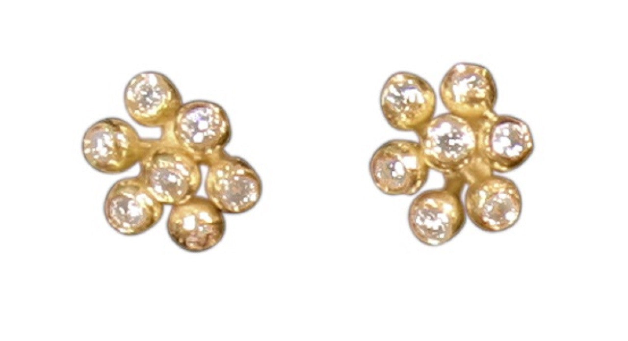 Fireworks-7 Earrings, 14K Gold with Diamonds: Celebrate Life!!!-1