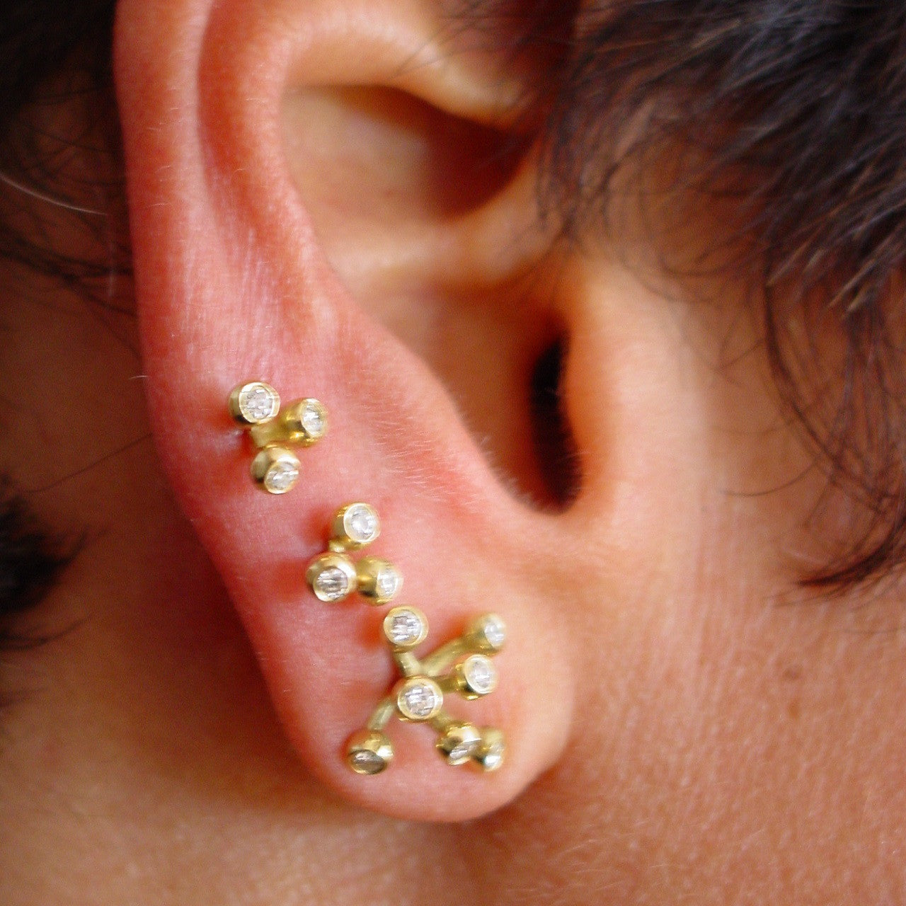 Fireworks-7 Earrings, 14K Gold with Diamonds: Celebrate Life!!!-3