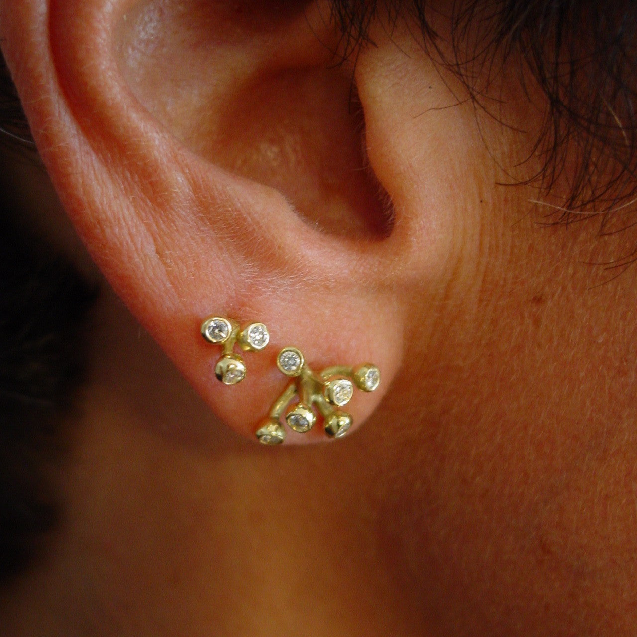 Fireworks-7 Earrings, 14K Gold with Diamonds: Celebrate Life!!!-6