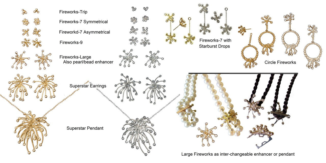 Fireworks-9 Earrings-18K Gold with Diamonds: Celebrate Life Inspirational Jewelry-18