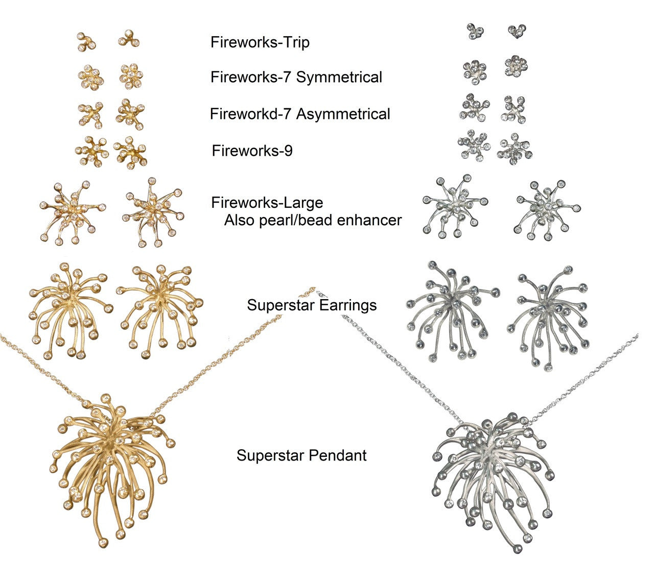 Fireworks-9 Earrings-18K Gold with Diamonds: Celebrate Life Inspirational Jewelry-17