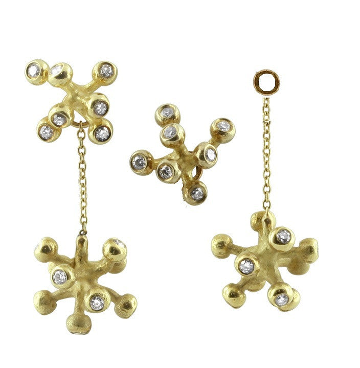Fireworks-7 Earrings, 14K Gold with Diamonds: Celebrate Life!!!-5