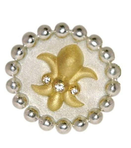 Fleur De Lis Pendant/Necklace or Pearl Enhancer-Silver, 18K Gold, Center Diamonds-5