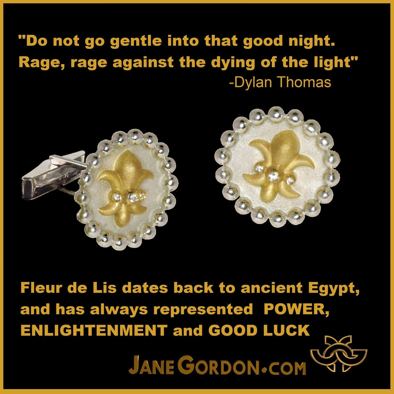 Fleur De Lis Cufflinks: Sterling Silver & 18K gold with Diamonds