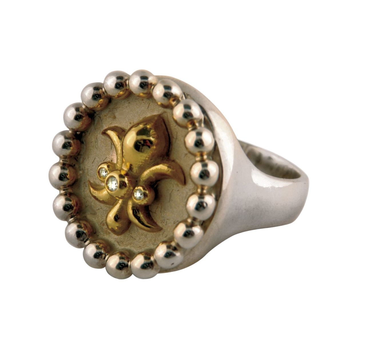 Fleur De Lis Pendant/Necklace or Pearl Enhancer-Silver, 18K Gold, Center Diamonds-12