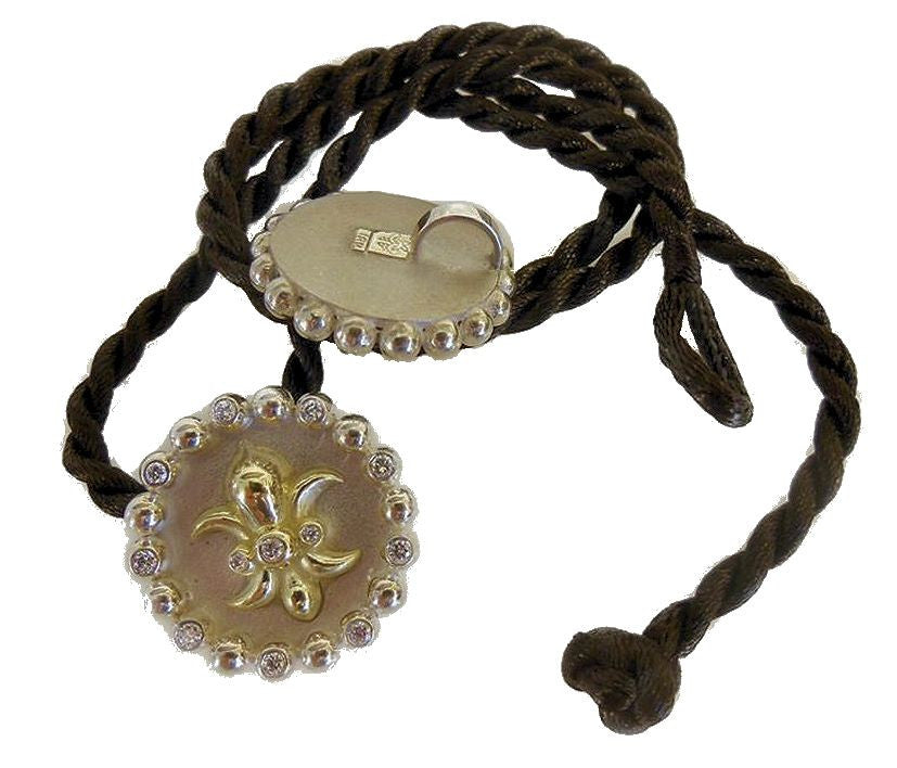 Fleur De Lis Pendant/Necklace or Pearl Enhancer-Silver, 18K Gold, Center Diamonds-21
