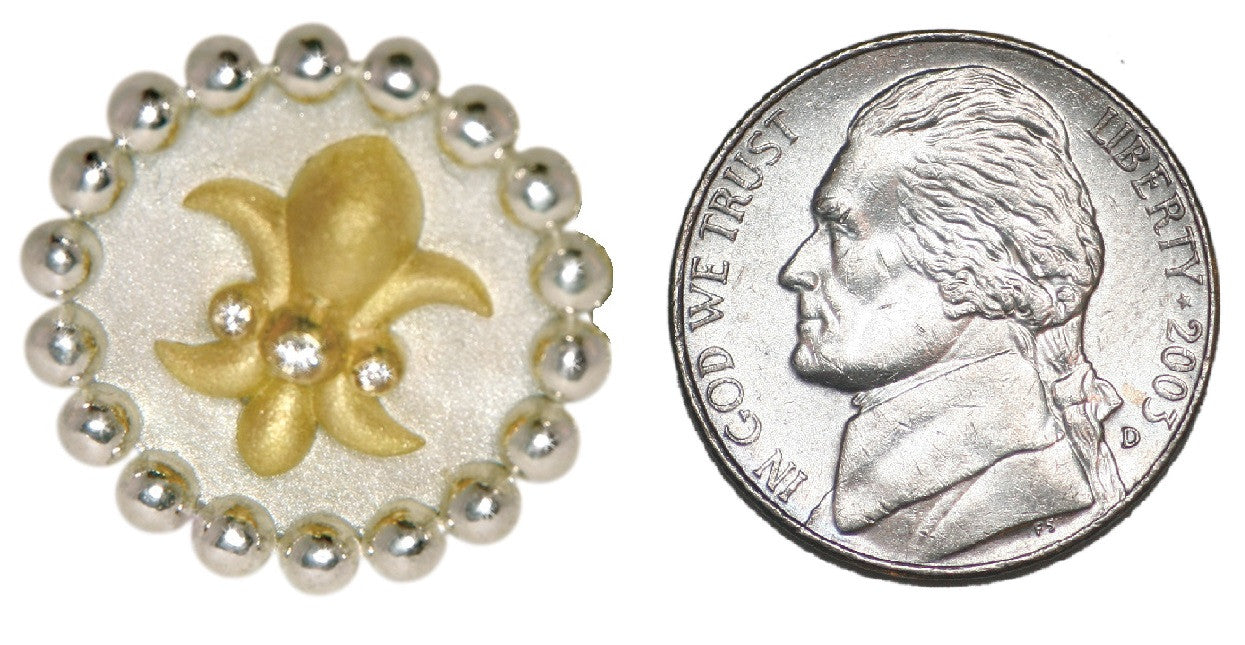 Fleur De Lis Pendant/Necklace or Pearl Enhancer-Silver, 18K Gold, Center Diamonds-8