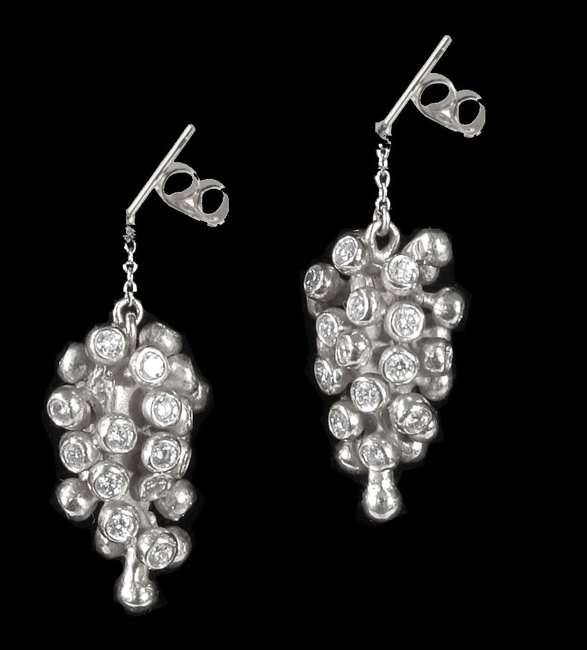 Grapes Drop Earrings: Sterling Silver with Diamonds and Plate Options-10