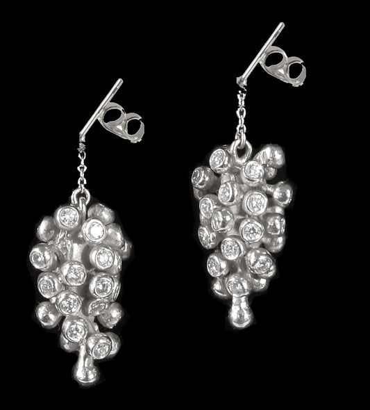 Grapes Drop Earrings: Sterling Silver with Diamonds and Plate Options-10