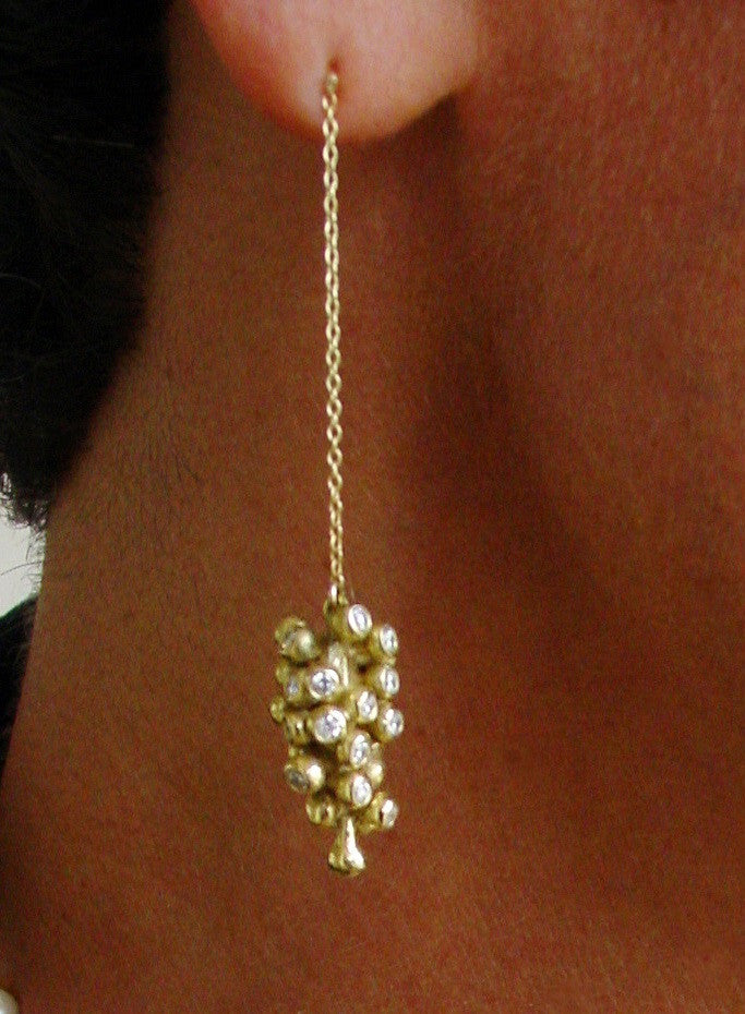 Grapes Drop Earrings: Sterling Silver with Diamonds and Plate Options-8