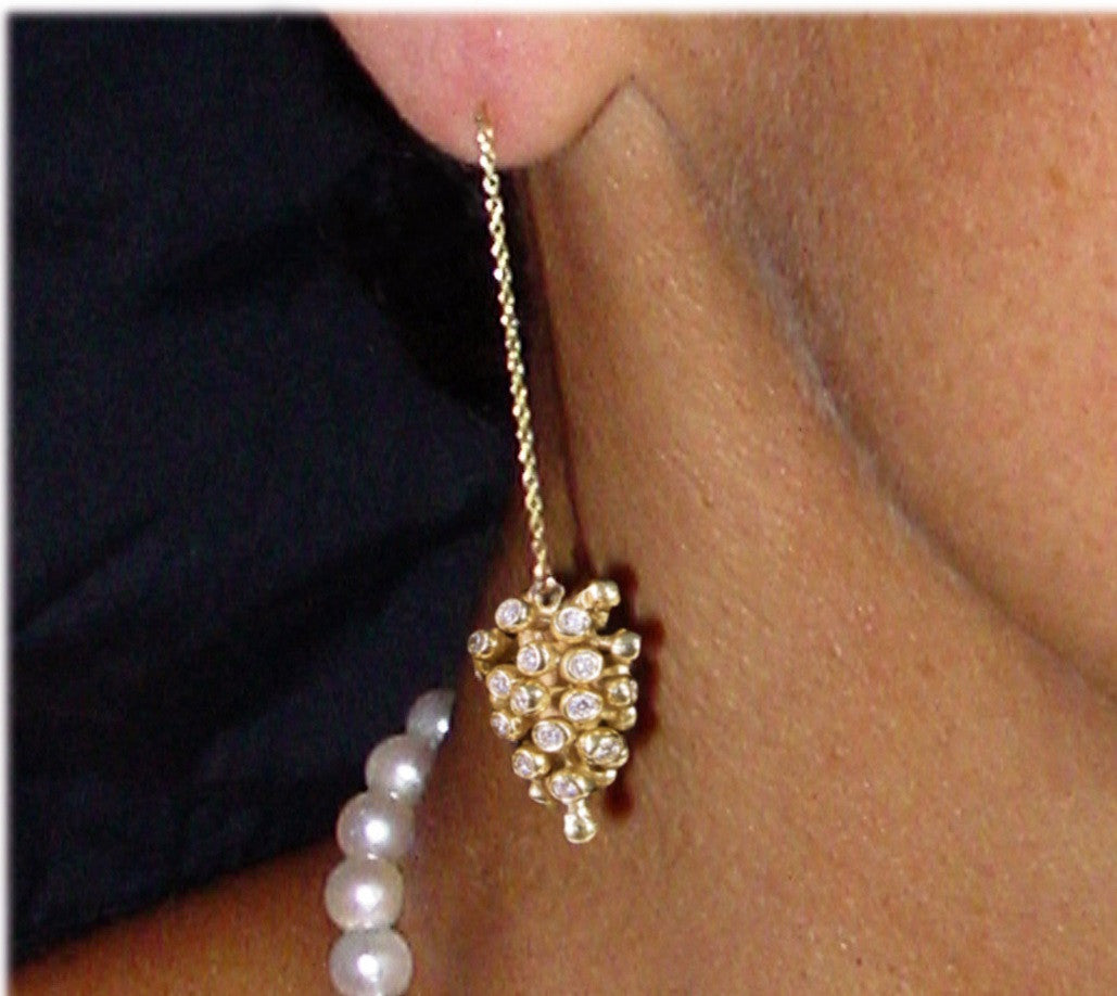 Grapes Drop Earrings: Sterling Silver with Diamonds and Plate Options-6