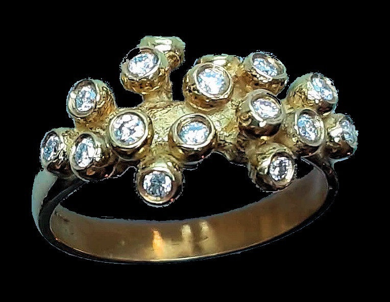 Grapes Ring, 14K Gold with Diamonds