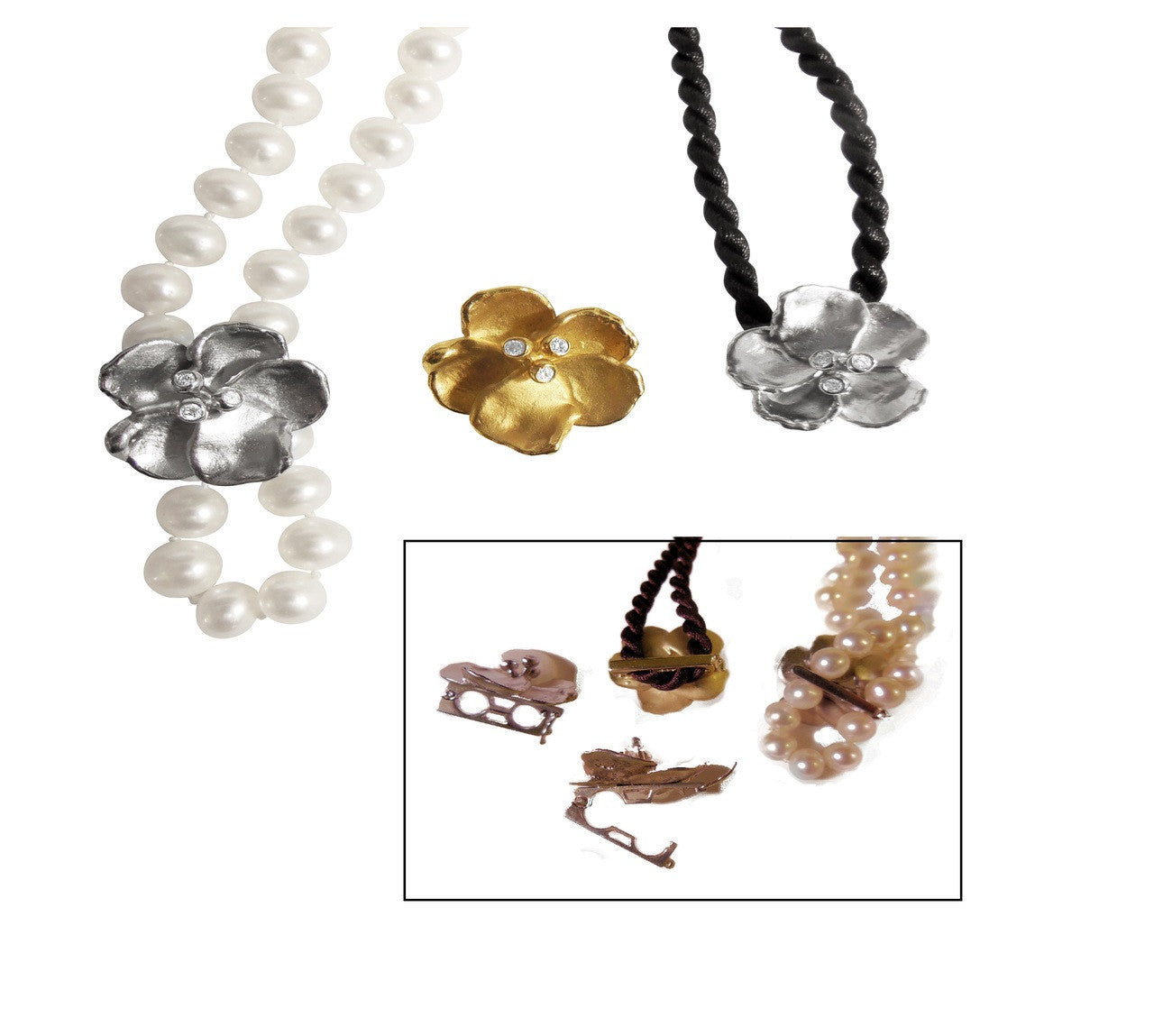 Metal Petals- Pansy Pearl Enhancer-18K Gold & Diamonds-1