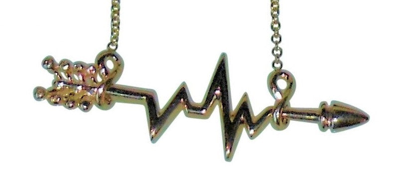 Custom Design: Heartbeat Arrow with Infinity links- Necklace- 14K gold with diamonds-6