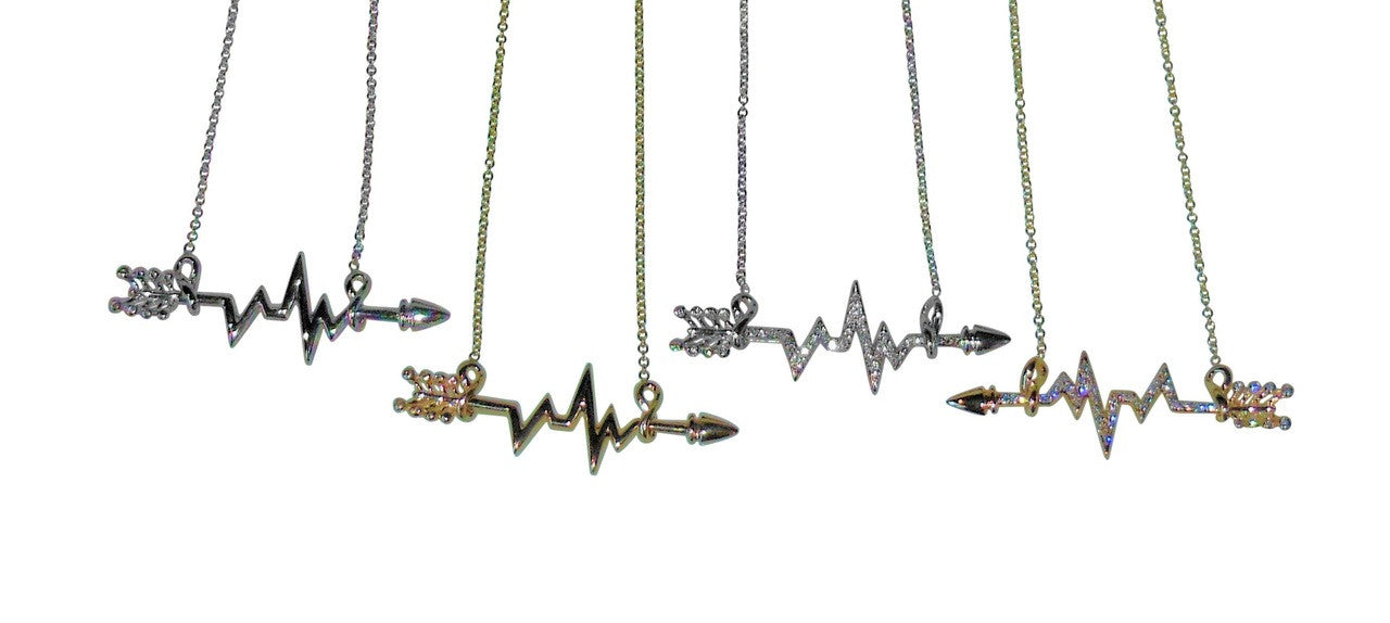Custom Design: Heartbeat Arrow with Infinity links- Necklace- 14K gold with diamonds-4