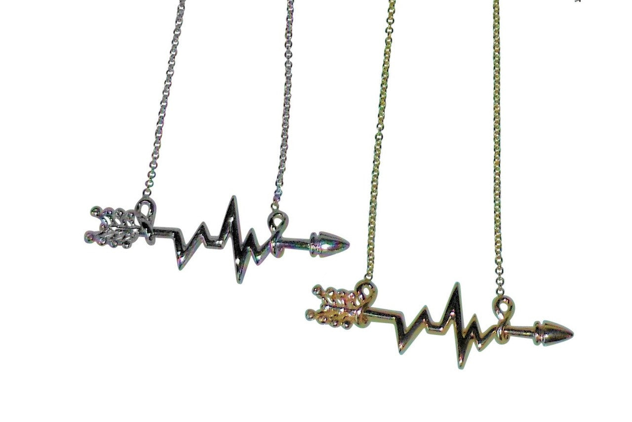 Custom Design: Heartbeat Arrow with Infinity links- Necklace- 14K gold with diamonds-5