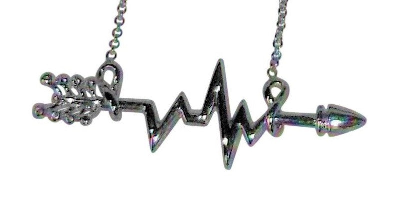 Custom Design: Heartbeat Arrow with Infinity links- Necklace- 14K gold with diamonds-7