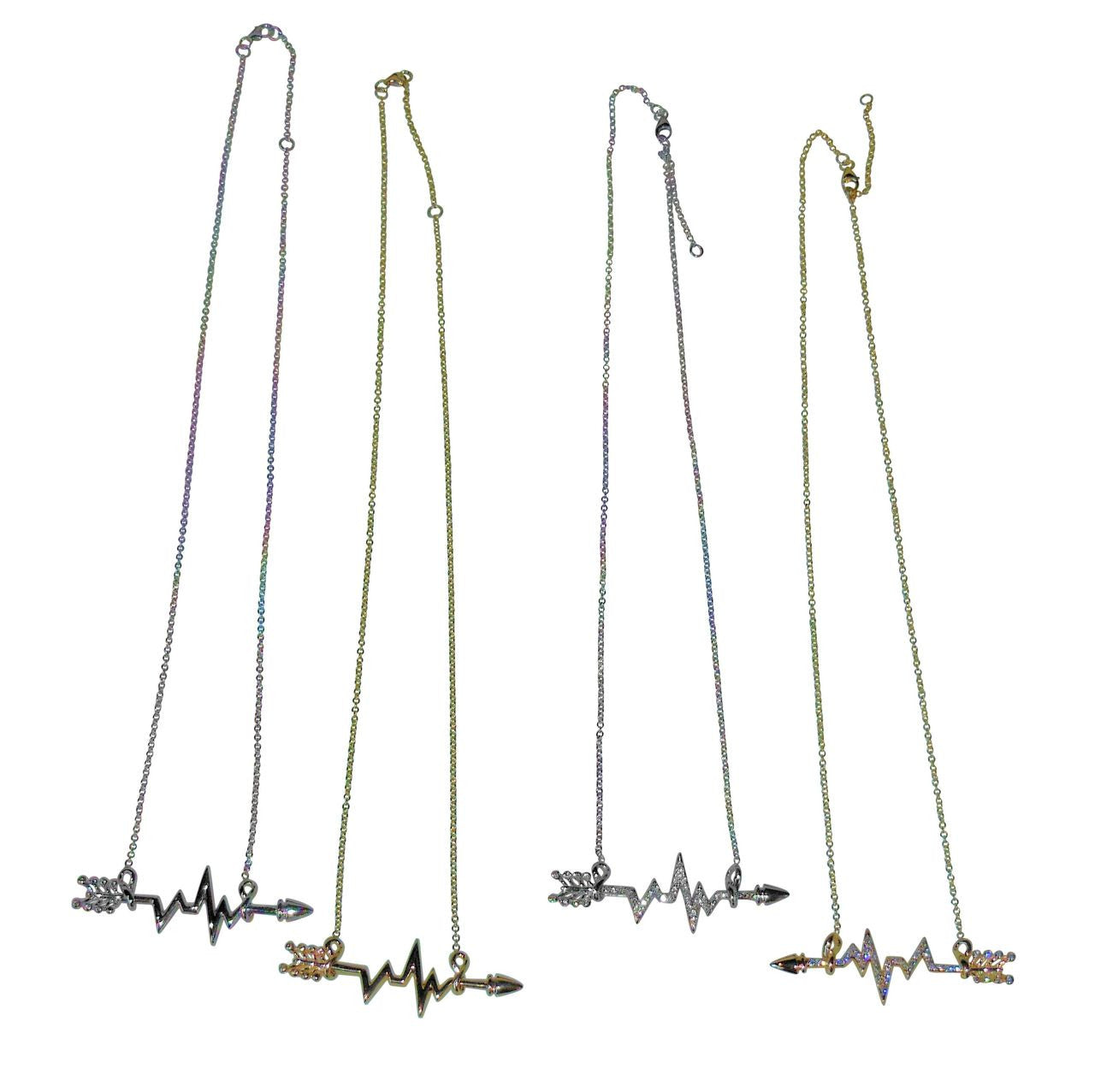 Custom Design: Heartbeat Arrow with Infinity links- Necklace- 14K gold with diamonds-2