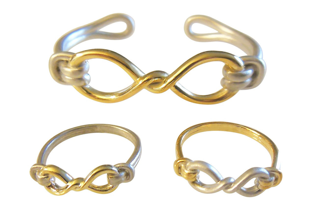 Infinity Knot Cuff Bracelet- Sterling Silver with 18K Gold or Rhodium plate-14