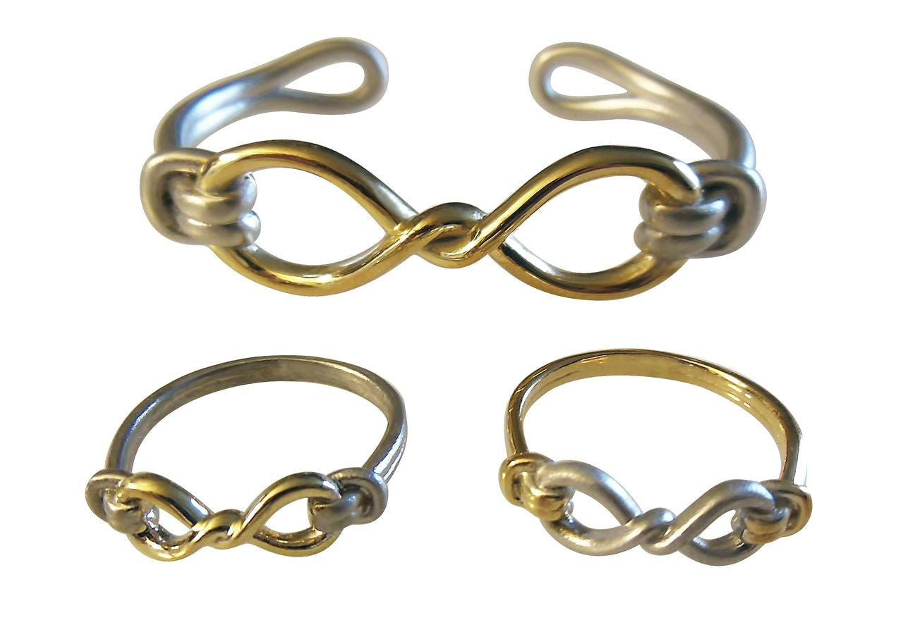 Infinity Knot Cuff Bracelet- Sterling Silver with 18K Gold or Rhodium plate-0