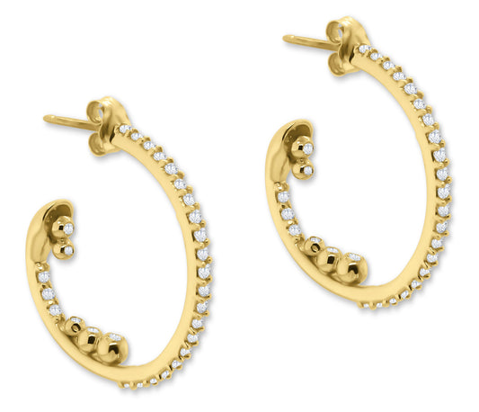 Abundance Hoop Earrings-14k Gold with Diamonds in an Abundant Overflow-0