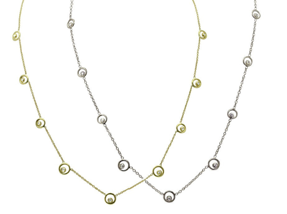Karma Chain- Sterling Silver with Ripples of Diamonds-0