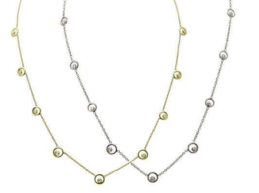 Karma Chain- Sterling Silver with Ripples of Diamonds-0