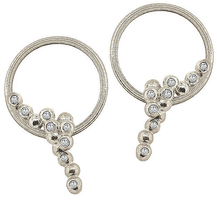 Karma Sideways Hoop Earrings- Sterling Silver with diamonds-0