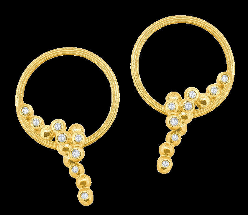 Karma Sideways Hoop Earrings- Sterling Silver with diamonds-5