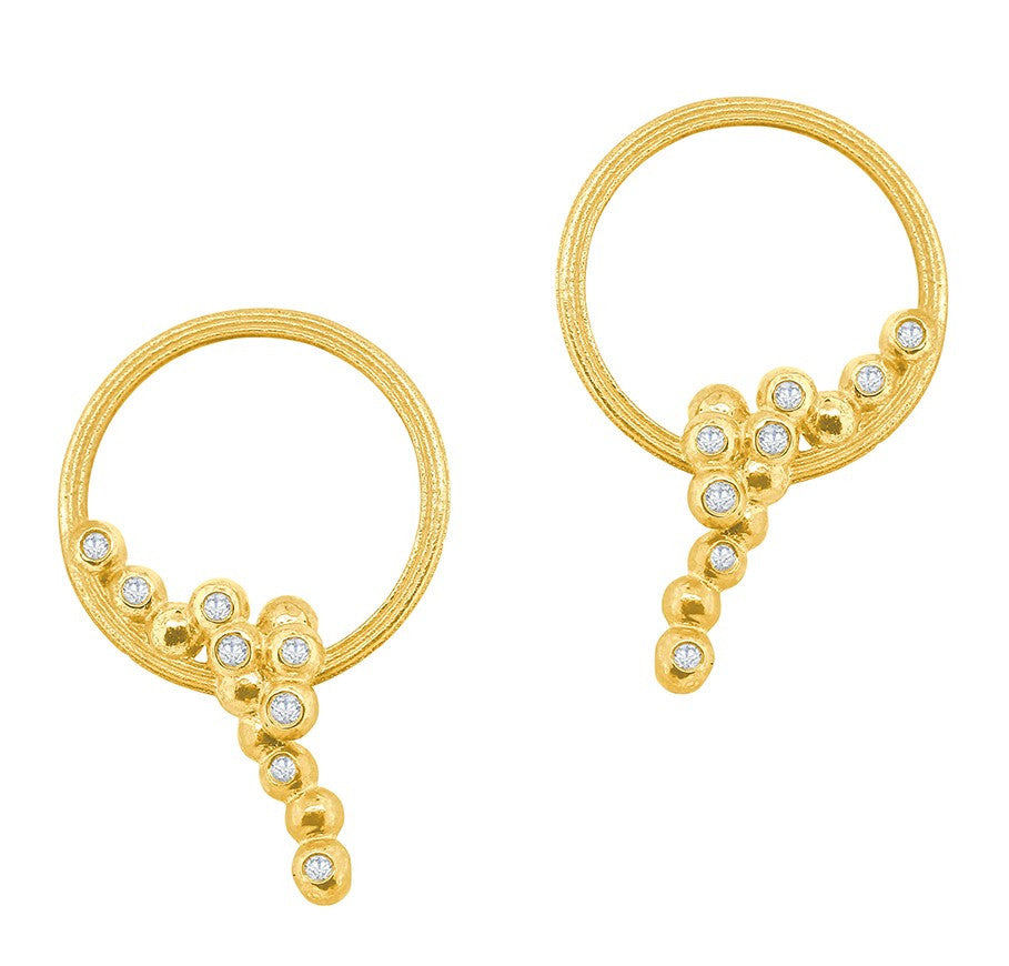 Karma Sideways Hoop Earrings- Sterling Silver with diamonds-12